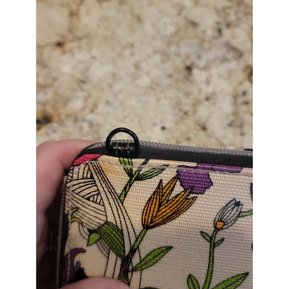 Sakroots Coated Canvas Wallet Peace Birds Zip Around 12 Credit Card Holder Pouch